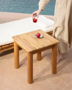 New Hannun Table d'appoint extérieure Raggio Iroko